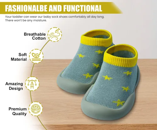 Vista 2 de Zapatos de bebé para niños y niñas, zapatos de primera caminata, antideslizantes, suela suave, zapatos de calcetín para bebés