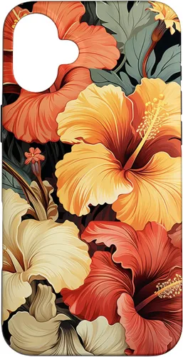 Vista 23 de Hawaiian Tropical Design Yellow Red Hibiscus Plumeria Case for iPhone 17