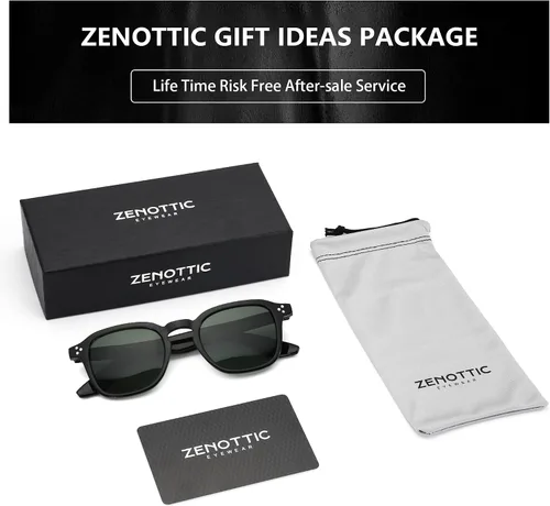 Vista 7 de ZENOTTIC Lentes de sol polarizados retro para mujer y hombre para cara pequeña, tonos clásicos cuadrados vintage, 100% protección UV a la moda