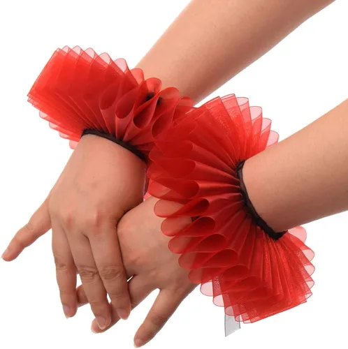 Vista 17 de GRACEART Elizabethan Dickens Ruff Cuello Payaso Collar Elizabeth Muñeca Ruffs Ruffle Cuff Bandas