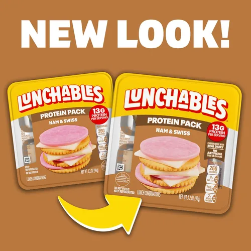 Vista 4 de Lunchables, paquete de proteínas, jamón y suizo, paquete de 3.2 onzas