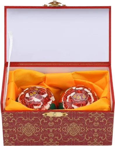 Vista 9 de 1.97 '' Bolas de Baoding Chino Ejercicio de Mano Bolas de Masaje con Caja Rosa Roja Patrón Bolas Azules con Campanillas Padres Regalo TQZDBS78