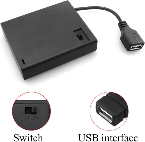 Vista 2 de DGZZI USB hembra Socket 4 AA caja caja de batería titular con interruptor ON-Off