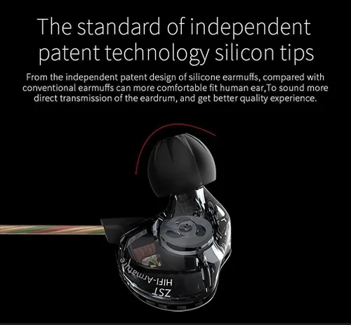 Vista 4 de KZ ZST Armature - Auriculares híbridos dinámicos de doble conductor, cable desmontable, monitores de audio intrauditivos, aislamiento de ruido