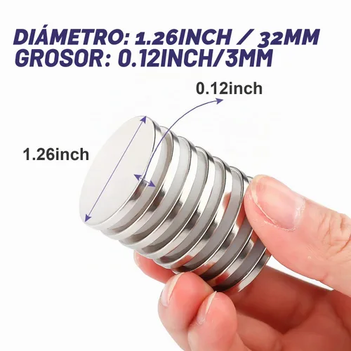 Vista 4 de E BAVITE Imanes de disco de neodimio súper fuertes con adhesivo de doble cara, potentes imanes permanentes de tierras raras, 1.26 pulgadas