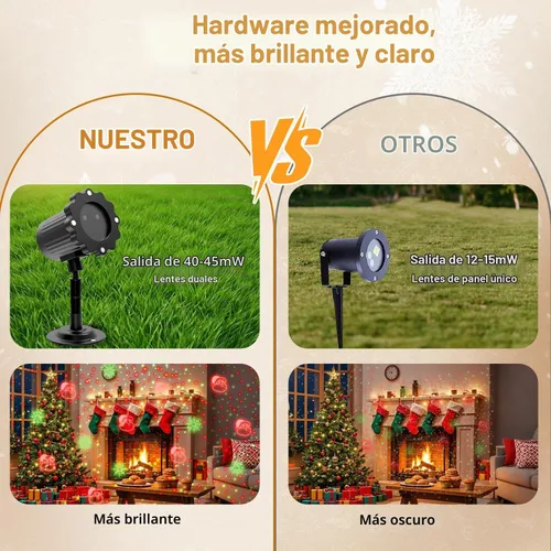 Vista 7 de Proyector de Luces de Navidad para Exteriores, Proyector de Luces LED Impermeables para Decoraciones Navideñas con Control Remoto y Temporizador