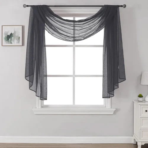 Vista 15 de Bufanda transparente para ventana de 144 pulgadas de largo, color azul bebé, perfecta como bufandas de cenefa, así como toldo de cama o decoración