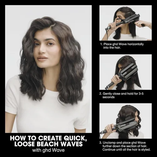 Vista 7 de ghd Wave - Ondulador de pelo de triple barril, color negro