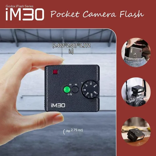 Vista 6 de Godox iM30 Mini Flash para Canon/Sony/Fujifilm/Nikon/Panasonic/Olympus
