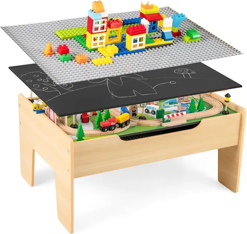 Vista 11 de GLACER Mesa de tren con almacenamiento, mesa de actividades de madera de 94