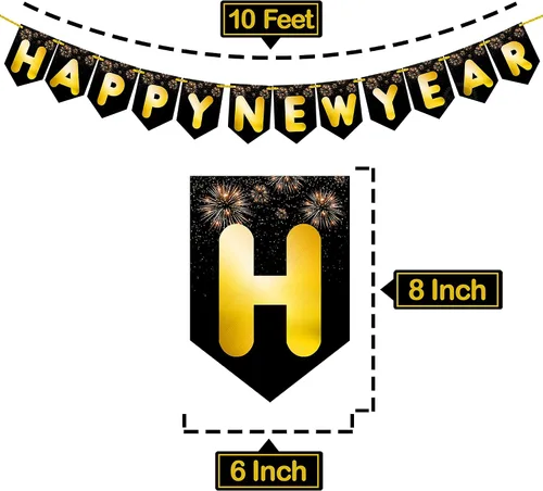 Vista 4 de KatchOn Cartel de Feliz Año Nuevo 2025 – Grande de 10 pies, No DIY Cartel de Año Nuevo Telón de fondo para decoraciones Suministros de fiesta