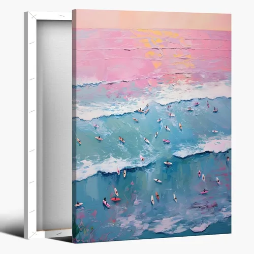 Vista 18 de Póster de surf oceánico azul de los años 90, arte de pared de verano y playa, surfista costero, hombres, deportes extremos de agua, impresiones