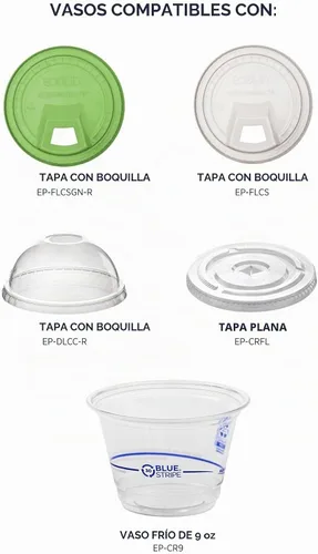 Vista 5 de Eco-Products BlueStripe - Vasos fríos reciclados, desechables, 9 onzas