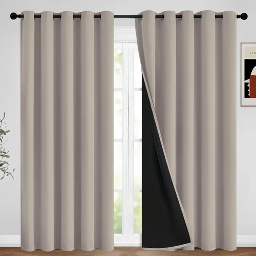 Vista 8 de Yakamok Cortinas negras, cortinas de ventana con aislamiento térmico y eficiencia energética para dormitorio, cortinas opacas completas y cortinas