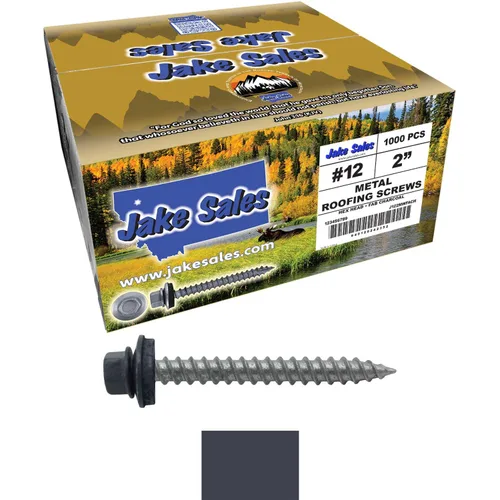 Vista 58 de 12 tornillos para techos de metal gris ABC de 1-1/2 pulgadas, cabezal de arandela hexagonal, arranque automático/roscado, arandela EPDM. 1 bolsa