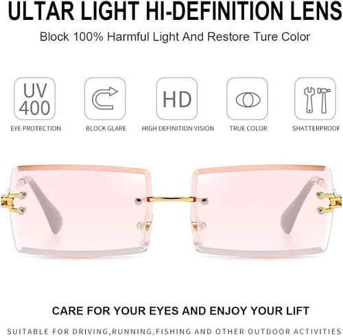 Vista 4 de Lentes rectangulares de sol Dollger sin marco cuadrados ultraligeros UV 400 a la moda unisex