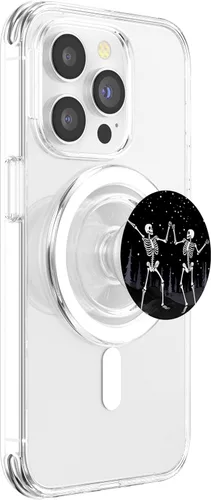 Vista 3 de Geniales esqueletos estéticos góticos bailando cielo nocturno Halloween PopSockets MagSafe PopGrip para iPhone