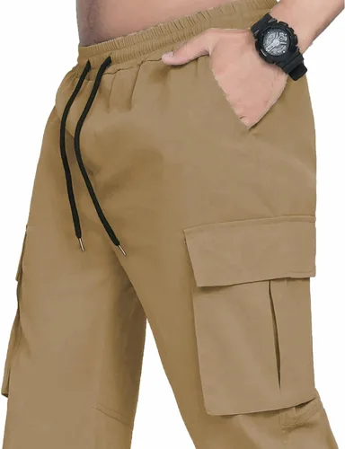 Vista 4 de LYRXXX Pantalones cargo casuales para hombre, pantalones de senderismo, pantalones de entrenamiento para hombre