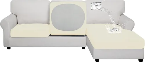 Vista 95 de Easy-Going Funda de cojín 100% impermeable para asiento de sofá, funda de cojín elástica de muebles, para niños, mascotas, cojín de sofá biplaza