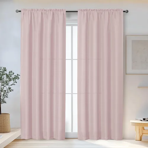 Vista 90 de OWENIE Bob Juego de 2 Paneles de Cortinas Negras de Cocina para Ventanas de 36 Pulgadas de Largo, Cortinas Cortas de Café con Textura de Lino