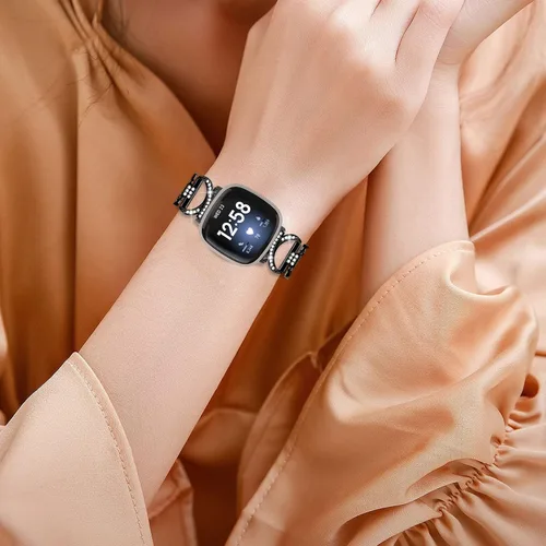 Vista 5 de RuenTech Compatible con correa de reloj Fitbit Versa 4/Versa 3, correa de metal ajustable de repuesto para Versa 4/Versa 3 accesorios de reloj