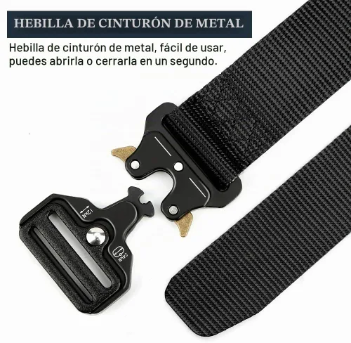 Vista 2 de Cinturón táctico para hombre, cinturón militar con hebilla de metal