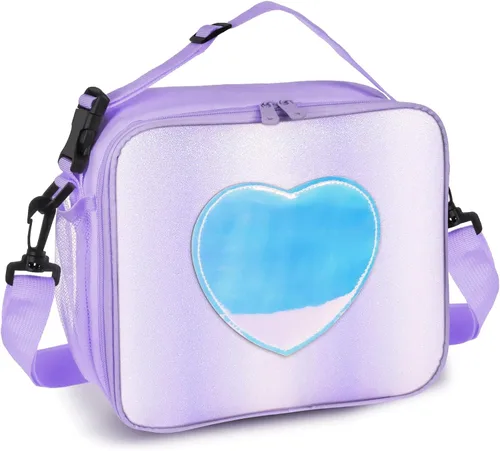 Vista 8 de Lonchera para niños y niñas, bolsa de mano aislada con diseño de arco iris, a prueba de fugas, térmica, reutilizable, para la escuela, la oficina