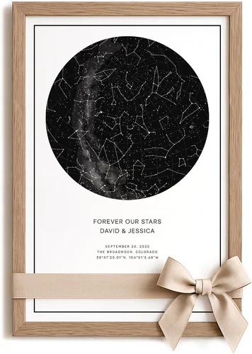 Vista 11 de CELESTORY - Papel enmarcado con mapa de estrellas, mapa de estrellas personalizado, mapa de constelación, tabla de estrellas, lienzo personalizado