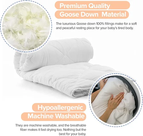 Vista 7 de Continental Bedding Edredón para niños pequeños, inserto de edredón de plumón 100% blanco, manta de dormir con funda de algodón, se adapta a una