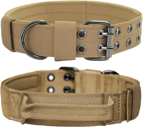 Vista 14 de Collar táctico para perro, collar militar ajustable para perro, collar de entrenamiento de nailon suave con parche, collares de hebilla de metal