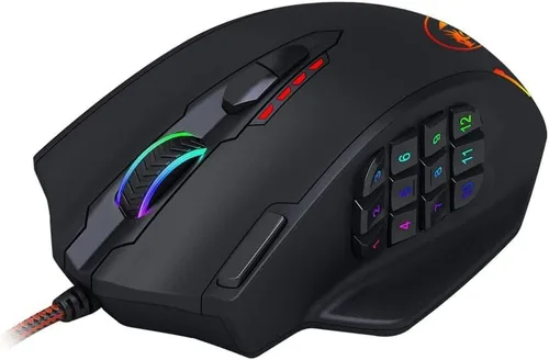Vista 2 de Redragon M908 12400 DPI Impact MMO Mouse para juegos con 18 botones programables, cartucho de ajuste de peso, 12 botones laterales