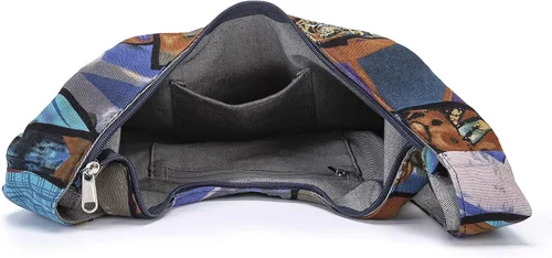 Vista 161 de Bolsa de hombro para mujer, de lona en estilo hippie/bohemio para llevar cruzada al hombro, disponible en diferentes colores y estampados