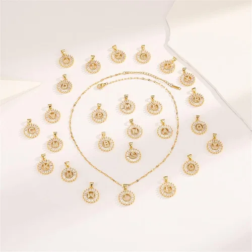 Vista 5 de Ailiessy Delicados collares con dije de inicial redonda, circonita hueca, collar de letras huecas para mujeres, adolescentes, regalos del día