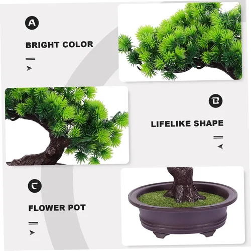 Vista 8 de NOLITOY Decoración de pino en maceta, plantas de plástico para exteriores, decoración de mesa al aire libre, decoración de oficina pequeña, árbol