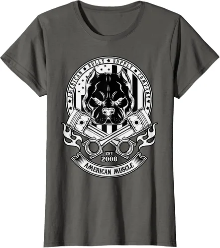 Vista 6 de American Muscle - Camiseta de cabeza dura Pit Bull American Bully, Negro, S