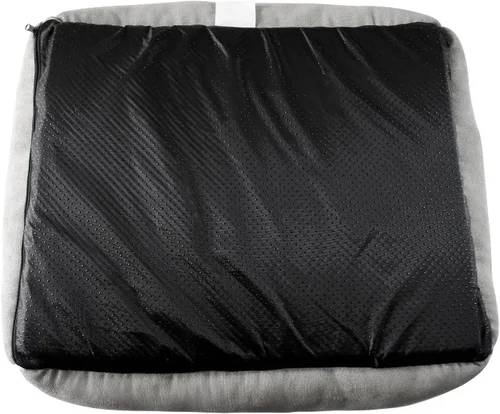 Vista 4 de Happycare Textiles - Cama para perro rectangular larga para mascotas con bordado de huella de perro, tamaño mediano, Gris con inserto ortopédico.