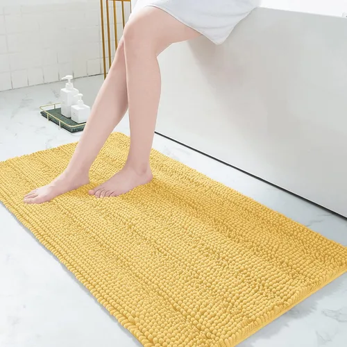 Vista 266 de Grandaily Alfombras de baño de felpilla a rayas de 24 x 16 pulgadas, extra gruesas y suaves, absorbentes, parte trasera de goma, alfombra de ducha