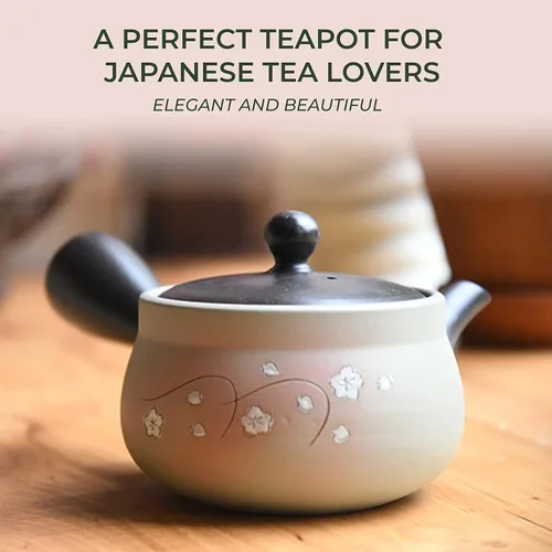 Vista 9 de Japanese Green Tea Co. Tetera japonesa de arcilla roja para té verde (9 onzas), tetera tradicional de arcilla fabricada en Tokoname con diseño