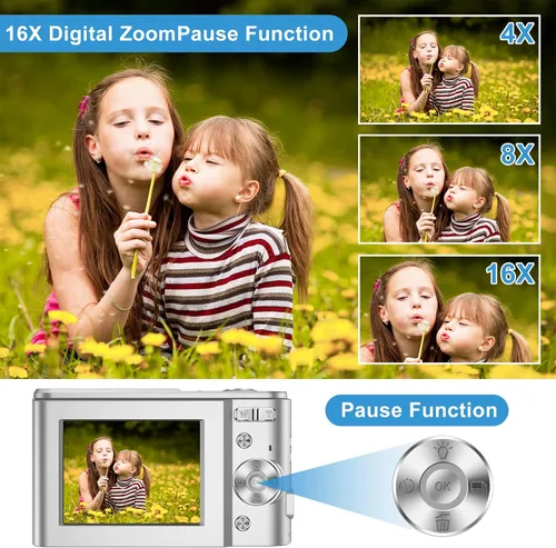 Vista 3 de Cámara digital para bebés para niños, adolescentes, niños y niñas, adultos, cámara para niños 1080P 48MP con tarjeta SD de 32 GB, cámara digital