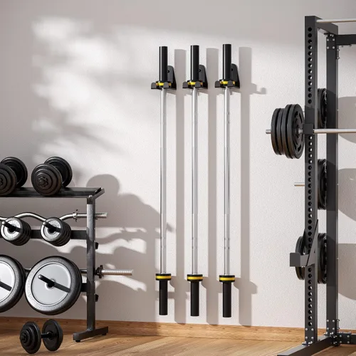 Vista 5 de JNIHEEP Colgador de Barra Olímpica, Estante de Barra de Gimnasio para Garaje, Estante de Montaje Vertical para Barras, Recubierto en Polvo Negro
