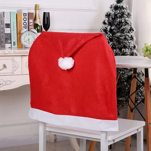Vista 3 de traderplus 4 fundas para sillas de Navidad, decoración de sombrero de Papá Noel, vacaciones de Navidad