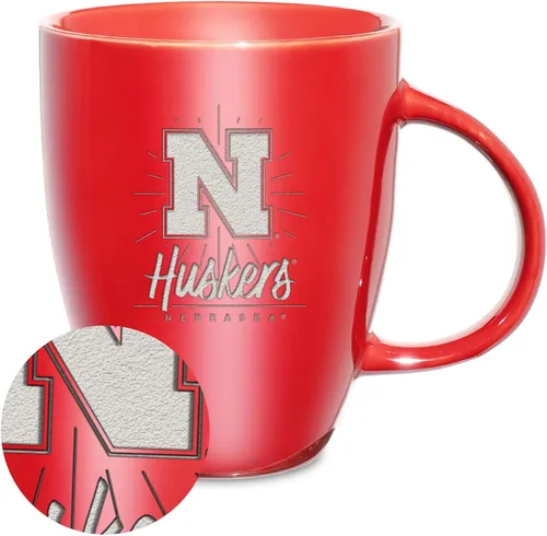 Vista 96 de Rico Industries - Taza de lustre cerámico con grabado láser de la NCAA de 18oz - Café-Té