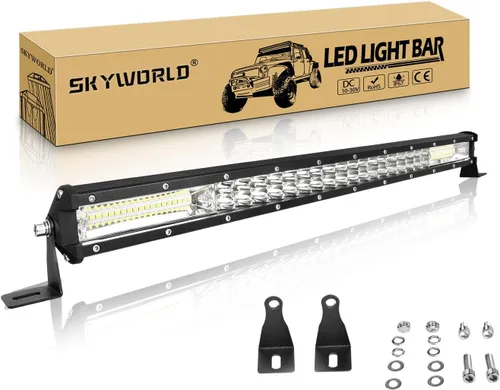 Vista 8 de SKYWORLD Barra de luz de trabajo LED de doble fila de 15 pulgadas, 108 W, 10800LM, haz de punto antiniebla, 6000 K, lámpara de conducción
