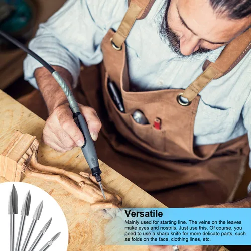 Vista 5 de 10 piezas de brocas de tallado de madera, herramientas de grabado de madera, brocas de tallado rotatorias, accesorios de taladro para carpintería DIY