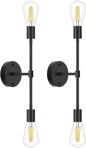 Vista 12 de FadimiKoo 2 lámparas de níquel cepillado para tocador de baño, iluminación plateada para baño sobre espejo, moderna iluminación de pared