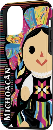 Vista 2 de Funda para iPhone 12 mini Michoacan Monita Muneca Maria de Trapo Mexicana