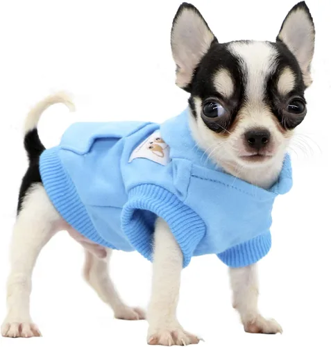 Vista 18 de LOPHIPETS Sudadera ligera de algodón para perros pequeños – Sudadera con capucha para chihuahuas, cachorros y razas juguetes - Gris/XS