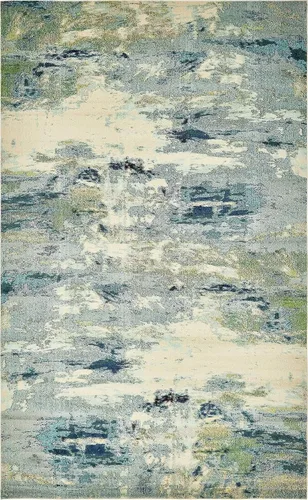 Vista 17 de Tapete abstracto Unique Loom, colección Estrella, moderno, multiárea, Polipropileno, Azul claro