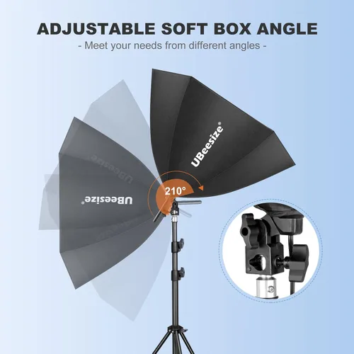Vista 6 de UBeesize Softbox Kit de iluminación para fotografía, 30 x 30 pulgadas, kit de iluminación profesional Softbox con 2 bombillas de 40 W E26 Socket