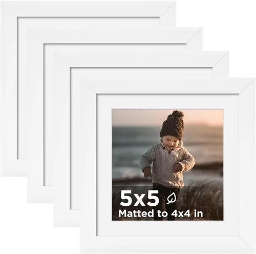 Vista 10 de KINLINK Juego de 4 portarretratos de 4 x 4, color negro, cuadrados de madera con plexiglás para 4 x 4 sin paspartú para mesa y pared